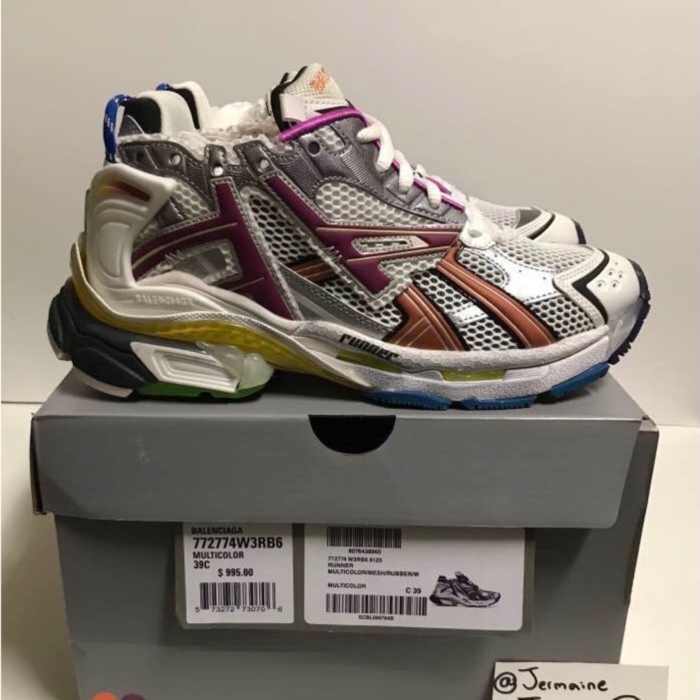 Balenciaga Runners Track Sneakers Trainer Women Size 9 Runner Grey Purple Orange